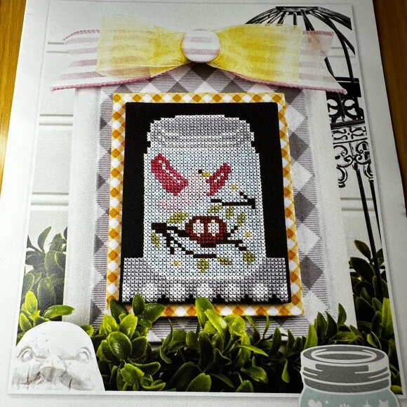 March Bird Shelf Life Cross Stitch Pattern Kit NEW Its Sew Emma Monthly Jar - Picture 2 of 3